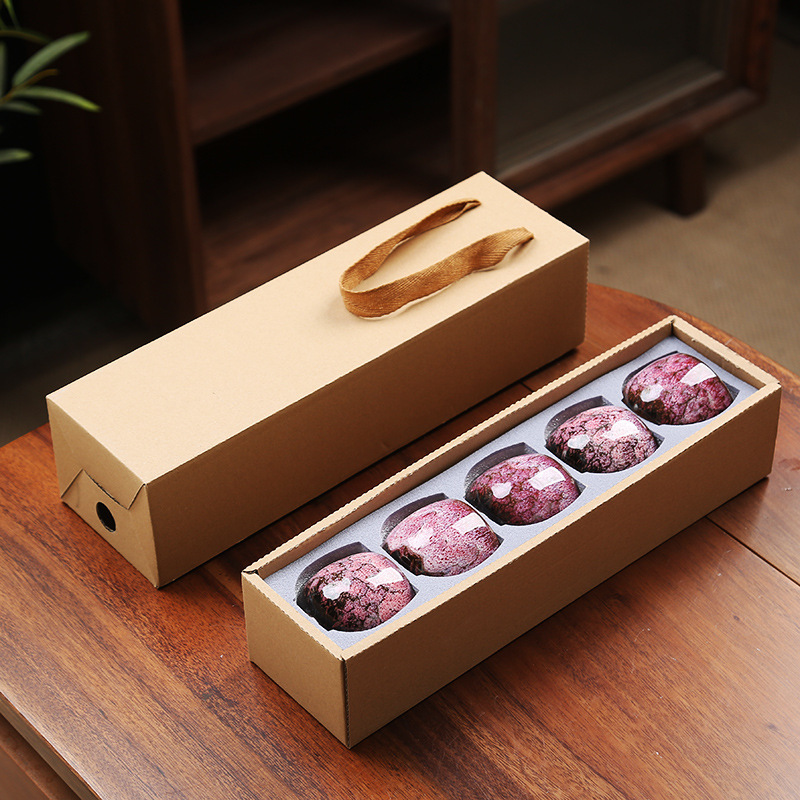 Kiln changed tea cup-pink-5pcs