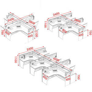 价格便宜现代设计4人办公电脑桌员工工作站办公家具桌 - Product Image 2