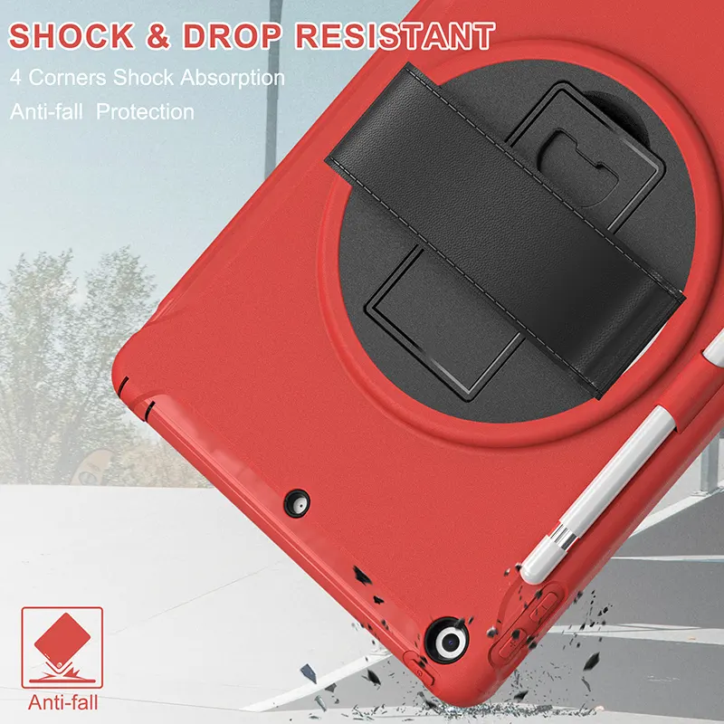 Rugged TPU and plastic combo hybrid case with 360 rotate stand for iPad 10.2 inch 9th generation