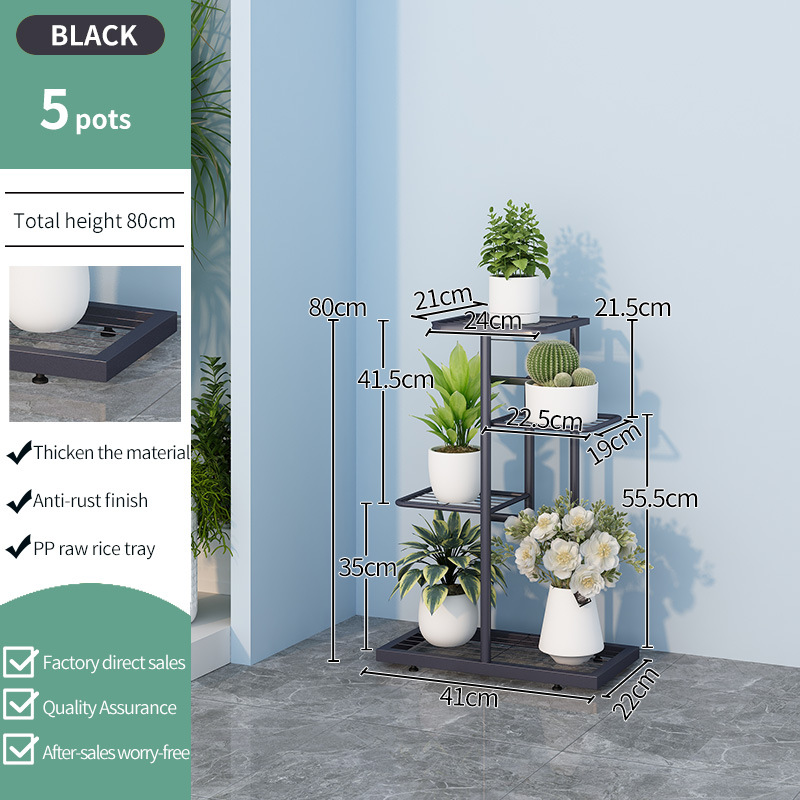 Five black pots