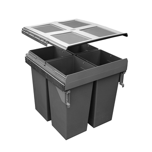 Cubo de basura integrado para cocina WELLMAX, contenedor de clasificación de polvo deslizante, cubo de basura extraíble de reciclaje moderno - Product Image 6