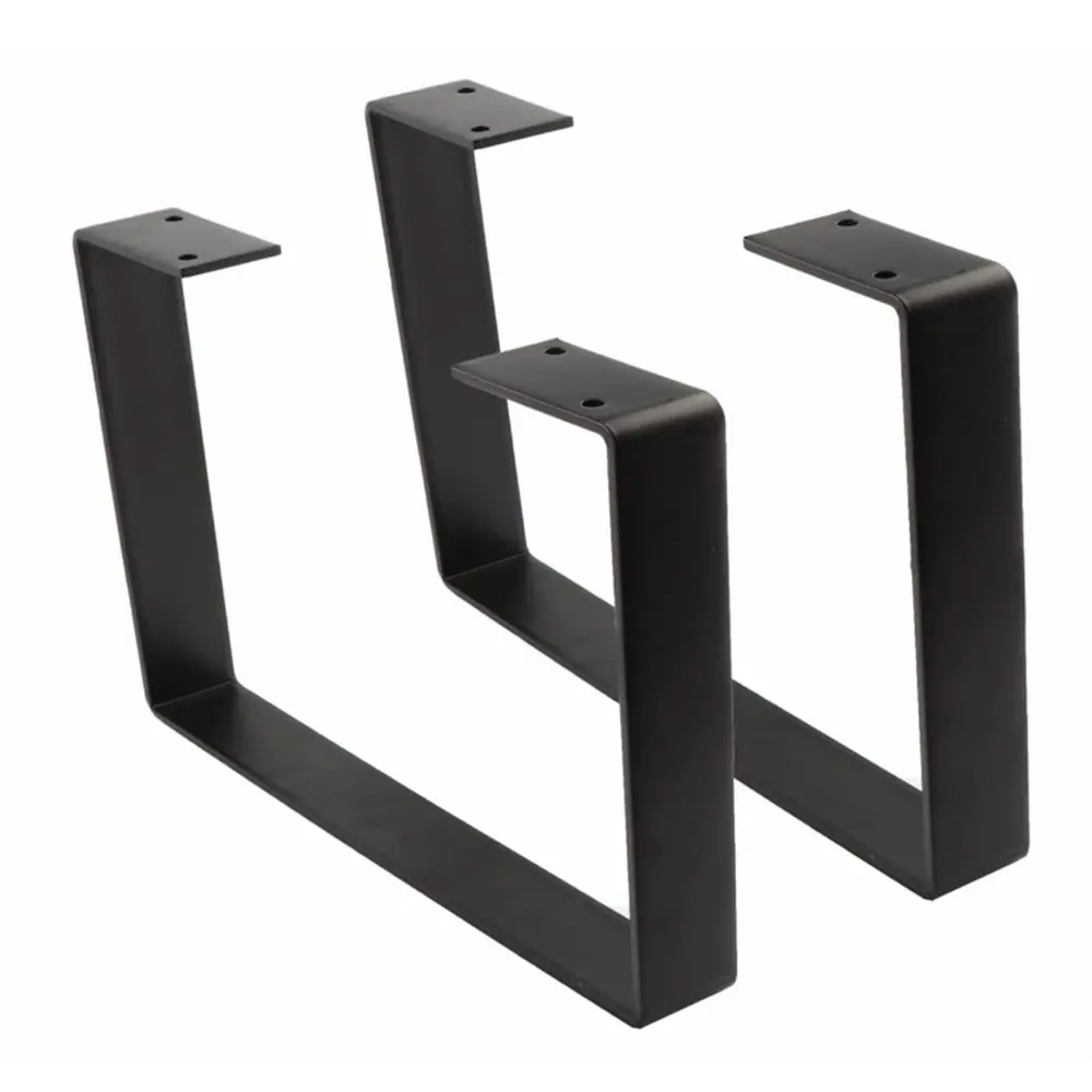 Boîte de cadre industriel solide noir moderne, bureau carré en forme de U, banc en fonte métallique, pieds de Table basse à vendre