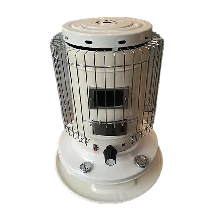 White portable outdoor and indoor dual purpose kerosene heater with net cover