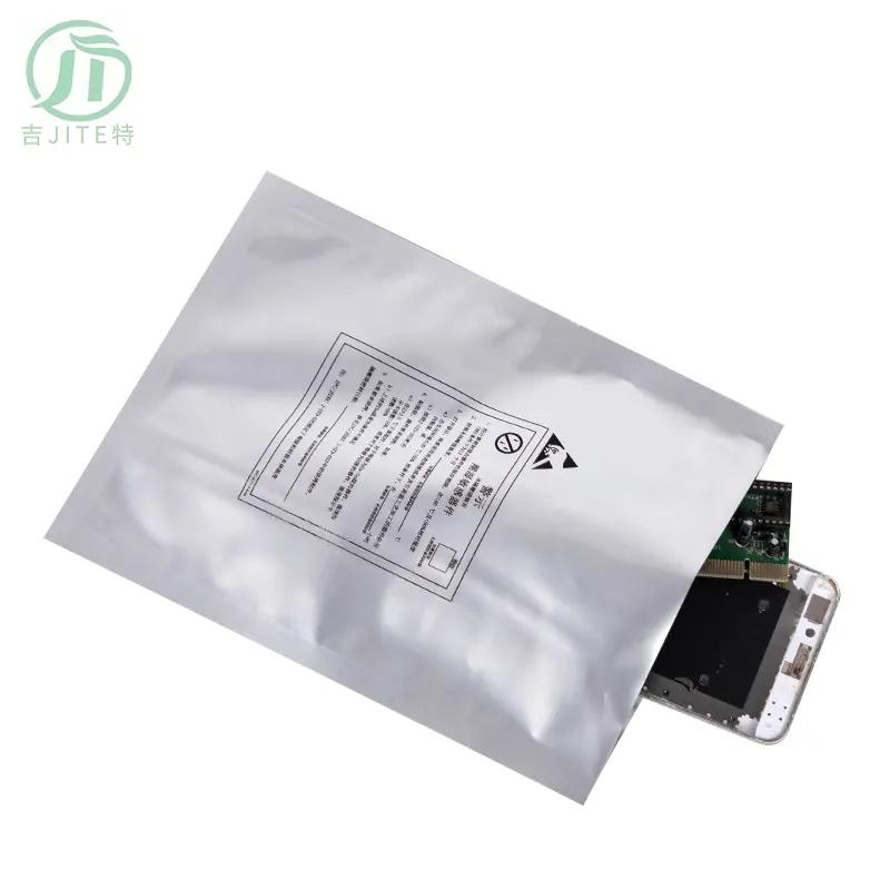 Feuille d'aluminium antistatique pour salle blanche à toit ouvert personnalisée zip-lock humidité antistatique emballage de barrière de sécurité sac de protection ESD