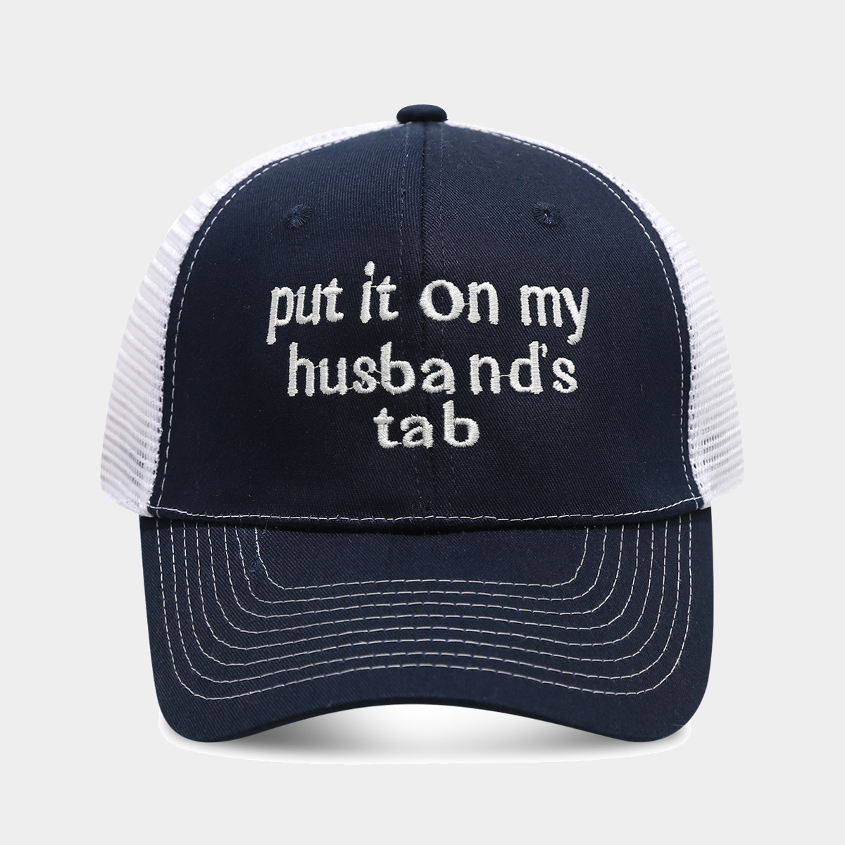 Navy blue + white mesh