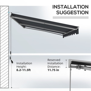 Tendalino retrattile elettrico esterno scuro da 300 cm 500x cm con luci LED a manovella manuale telaio in alluminio