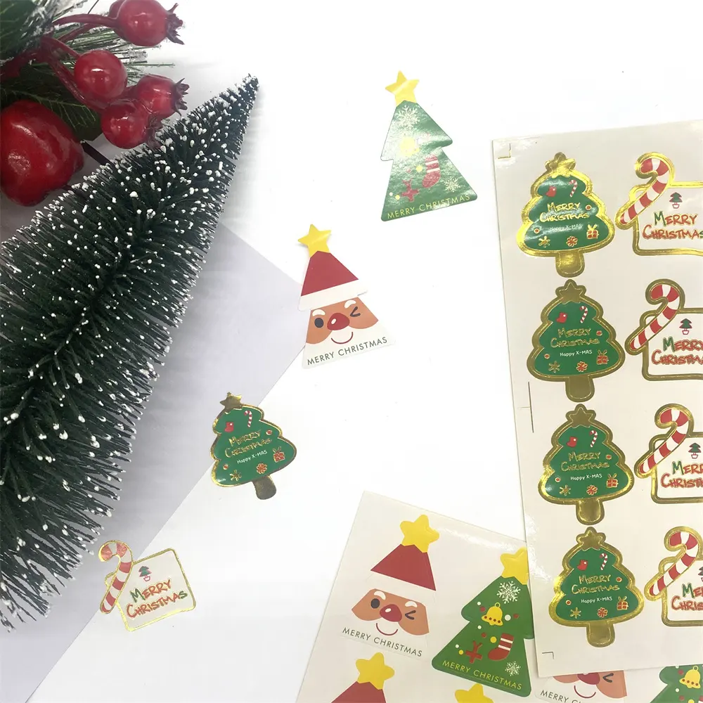 Feliz Navidad pegatina Santa árbol lindo hornear regalo embalaje sellado pegatina etiquetado decorativo