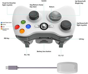 HiCyber 2.4GワイヤレスXbox360コントローラーPC用ダブル振動ジョイスティックゲームパッドXbox360スリムXboxコンソールに対応 - Product Image 2