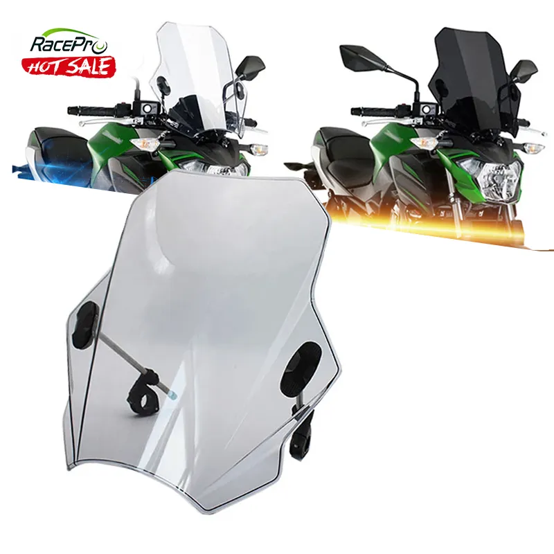 RACEPRO-Parabrisas Universal ajustable para motocicleta, manillar de 22MM, 25MM y 28MM de diámetro para MT-09 Z900 G310R Z650