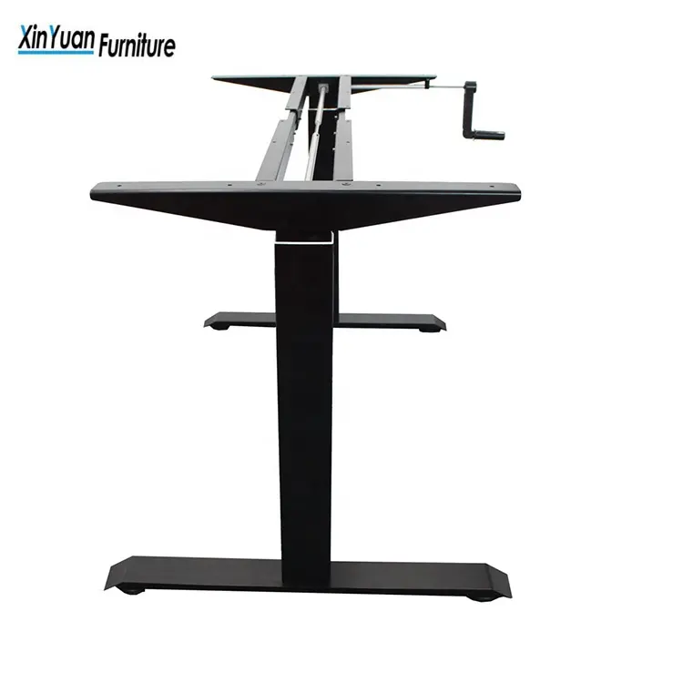 Suporte de mesa ergonômico manual com 2 palcos, perna dobrável fácil de montar, manivela manual, suporte para sentar, altura ajustável, preto