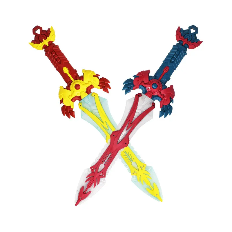큰 섬광 지팡이 빛 음악 전기 자전 빛나는 칼 다채로운 아이들 장난감 번쩍이는 음악 칼 장난감