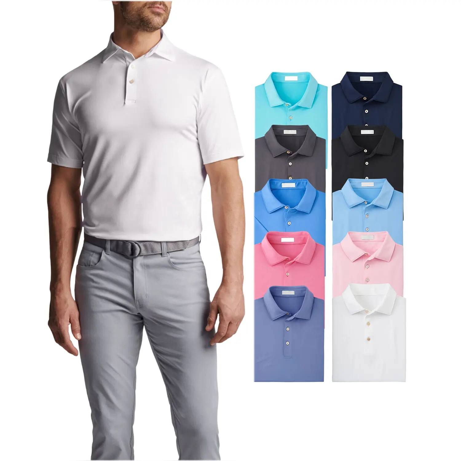 Logotipo personalizado Golf rendimiento en blanco sublimación camisas 100 poliéster blanco mercerizado algodón polos