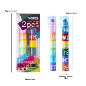 热销2pcs拼接荧光笔绘制流畅环保安全无毒固体荧光笔套装 - Product Image 1