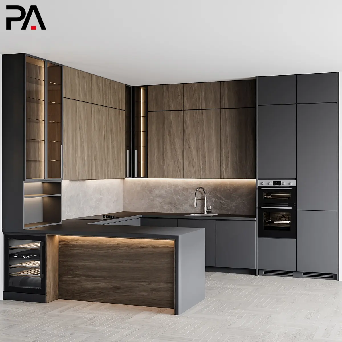PA fabricantes noz madeira cor sinterizado pedra contraplacado modernas cozinha contador cocina armário