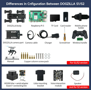 DOGZILLA S1 S2 12DOF Robot köpek ahududu Pi 5 ROS2 Humble SLAM navigasyon AI vizyon Python programlama elektronik modülleri kitleri