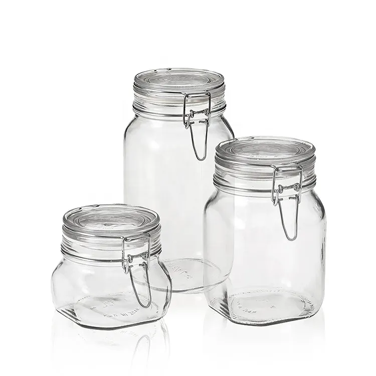 Groothandel 500Ml Glas Honing Fles Glas Opslag Pot Met Swing Top Deksel
