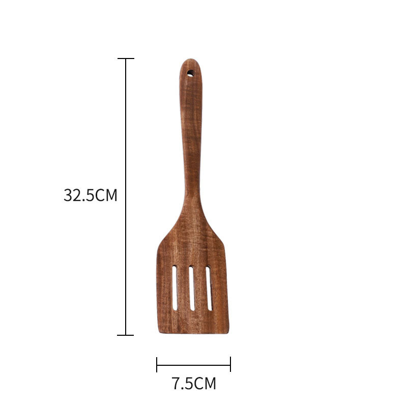 Spatule carrée courbée en teck à trois filaments