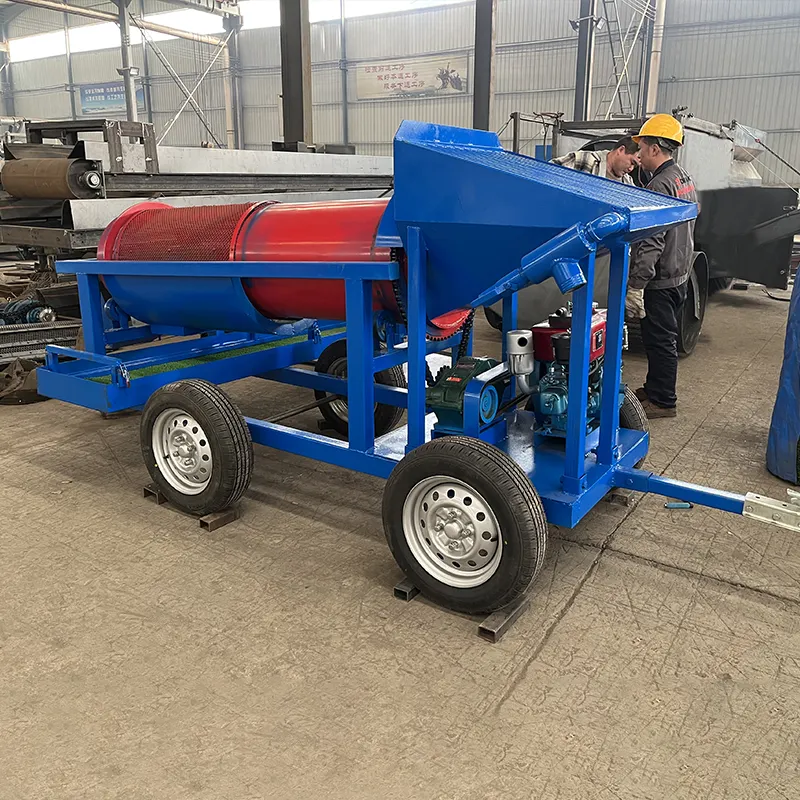 mini portable sieve drum trommel screener with water power for alluvial rock river sand ore high production fast and easy