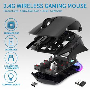 Mouse RGB per Computer programmabile di Design alla moda Mouse da gioco Wireless Usb ricaricabile ergonomico da 2.4g - Product Image 4