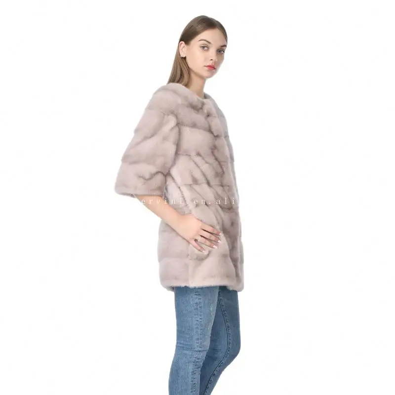 Natural feito sob encomenda dult Animal Casual e Elegante aparadas Grosso Luxo elegante Fêmea sable Vison casaco de pele das mulheres 100% real