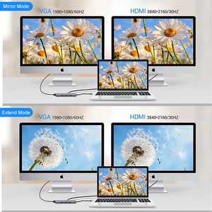 10合1集线器类型C至HDMI VGA适配器RJ45局域网以太网SD TF PD USB3.0 3.5毫米插孔音频视频USB c集线器计算机附件 - Product Image 6