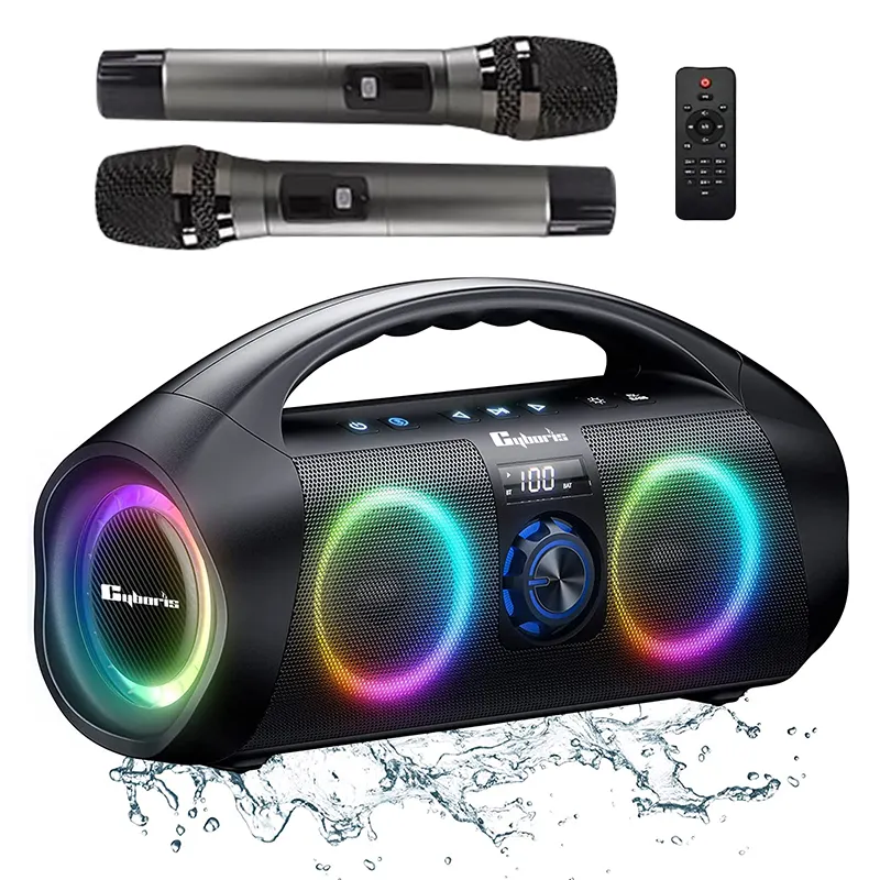 Producto de Venta caliente 2023 Cyboris F29K 120W Karaoke altavoces portátiles inalámbricos a prueba de agua con luz LED intermitente