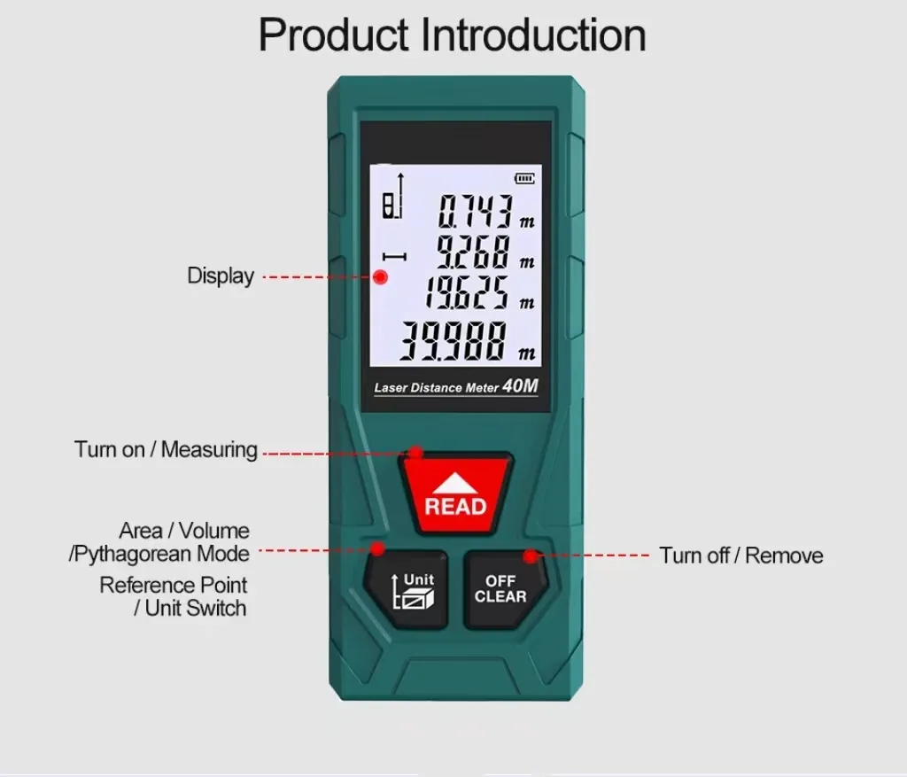 Alat ukur Level Laser 4 In 1 genggam, alat pengukur jarak laser 200m