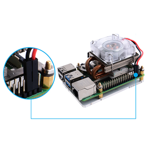 52Pi Ice Tower Cooling Fan 7 Color RGB LED Light With Acrylic Base Case für Raspberry Pi 4 Model B / 3B + / 3B - Product Image 3