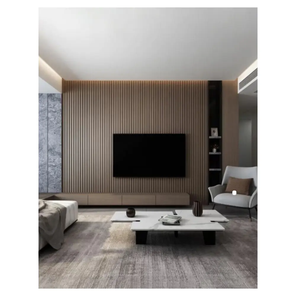 Prima Tv fundo do Estilo Novo da forma do Projeto simples painel de parede de fibra de madeira de bambu fabricado em casa