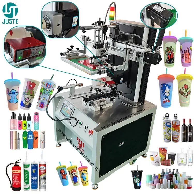 Máquina de impresión de pantalla de seda semiautomática, dispositivo individual de 1, 4, 5, 6 colores, 3 colores, para imprimir objetos redondos, 2 colores