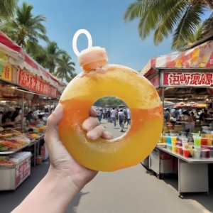 2025 OEM定制形状塑料果汁瓶550毫升PP甜甜圈形状果汁PETG奶茶塑料瓶带拉环盖 - Product Image 1