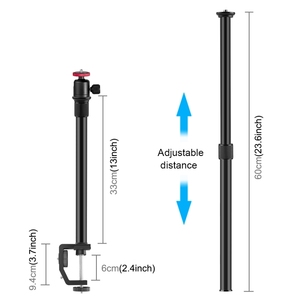 PULUZ Cクランプマウントライトスタンドエクステンションセントラルシャフトロッド一脚ホルダーキットボールヘッド付き、ロッド長: 33-60cm - Product Image 2