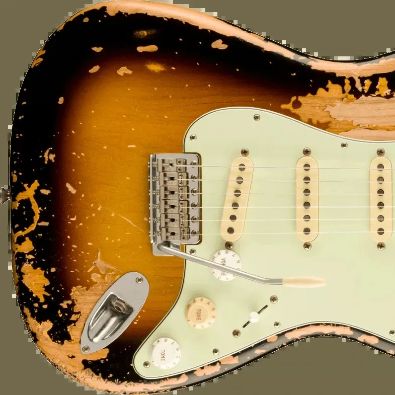 heavy relic electric guitar creamm yellow relic production cow bone string pillow Mike McCready Stratocaster 3 TS guitar