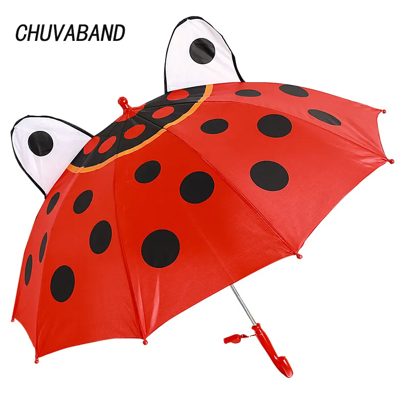 CHUVABAND تصميم الكرتون 3D الحيوان الطفل مظلة أوتوماتيكية غير نافذ للمطر الشمس ممطر مقبض طويل بوي فتاة كيد أدوات صافرة مظلة