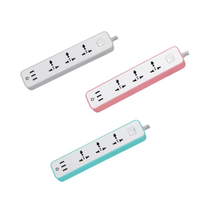 多电源板电涌保护器10A 13A多插头插座，带3个USB充电器2m电脑电视延长线