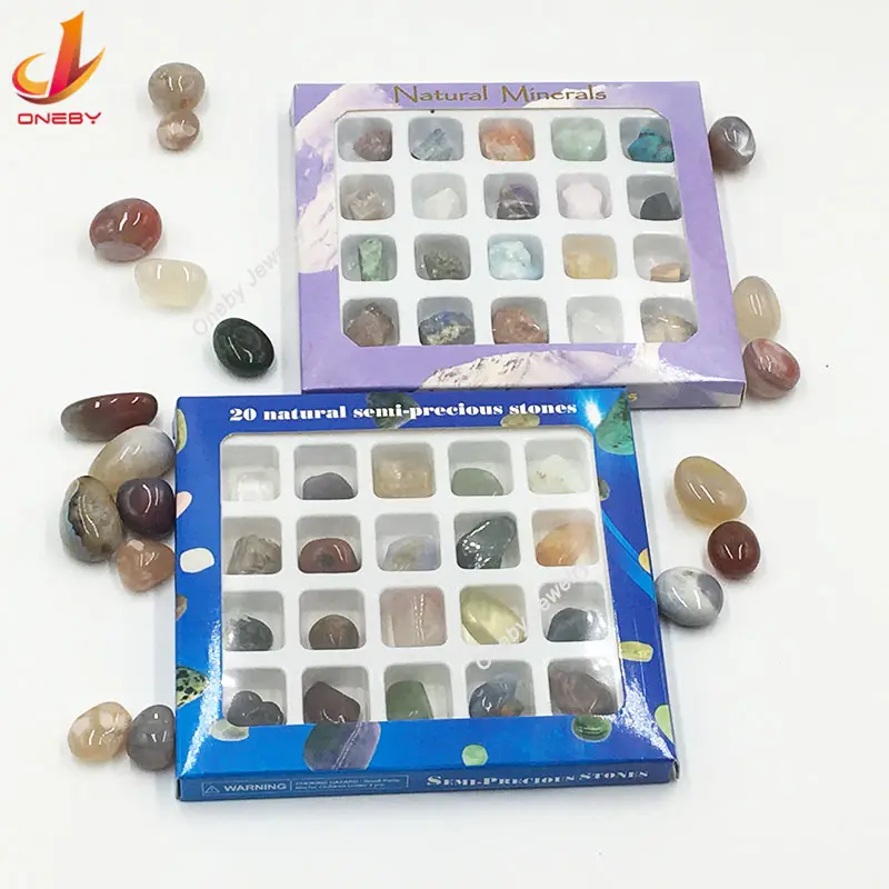 Boîte de minéraux de quartz de roche naturelle mixte pierre dégringolée guérison enseigner produits de roche de cristal à vendre