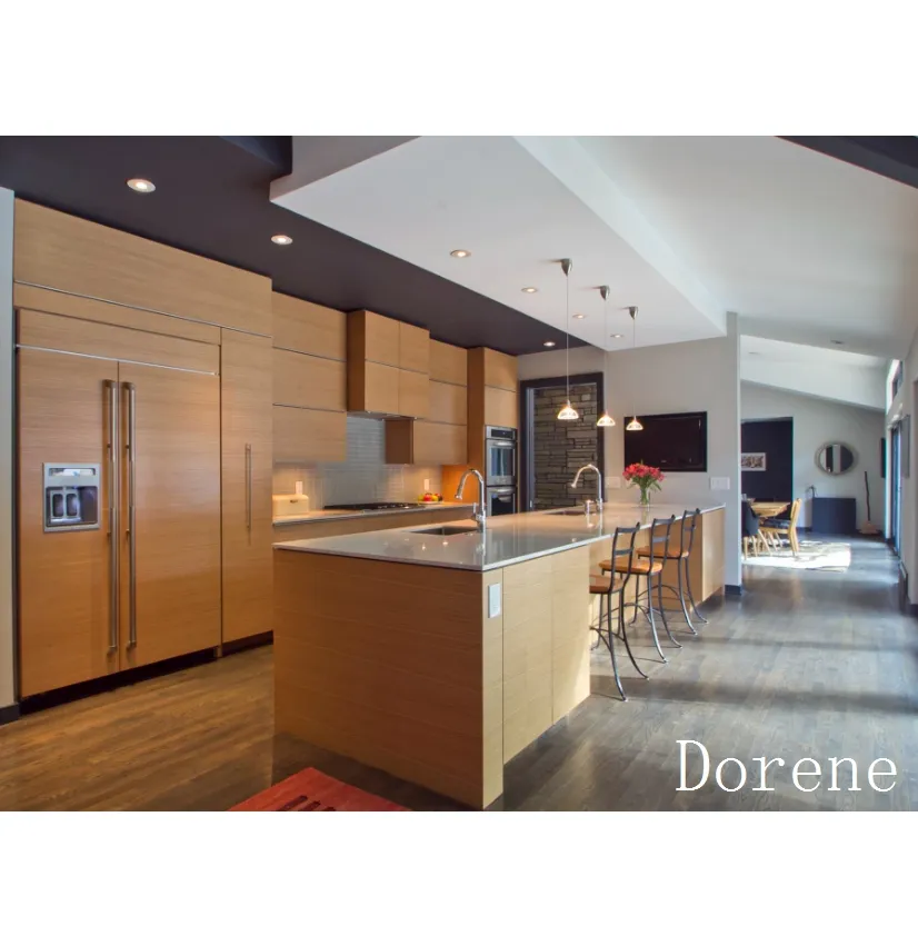 2024 Dorene yeni tasarım yüksek son su geçirmez katı ahşap ev mobilyası mutfak dolapları dolap ile tam setleri