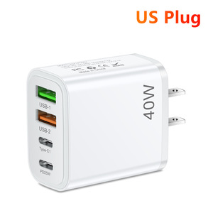 Venda quente 40W 2C + 2A Quick Charge <span class=keywords><strong>Adapter</strong></span> QC3.0 PD Carregador Função Adaptativa 1.5A Saída Desktop UE/EUA Carregador de Viagem Padrão