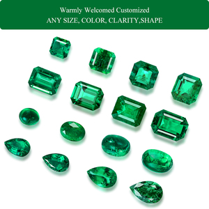 Ucuz fiyat sentetik elmas yeşil armut Asscher yastık zümrüt Oval yuvarlak kesim taşlar Lab oluşturulan zümrüt satılık - Product Image 6