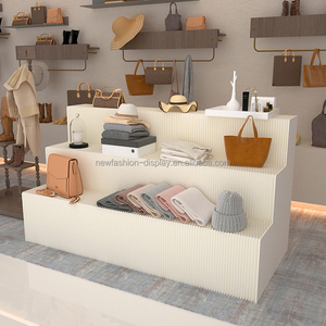 Popular Multi-Layer Design Long Shelf Easy Move Kraft Paper Shelves Foldable Display Flexible Floor Display <strong>Stand</strong> for Showroom - Product Image 1