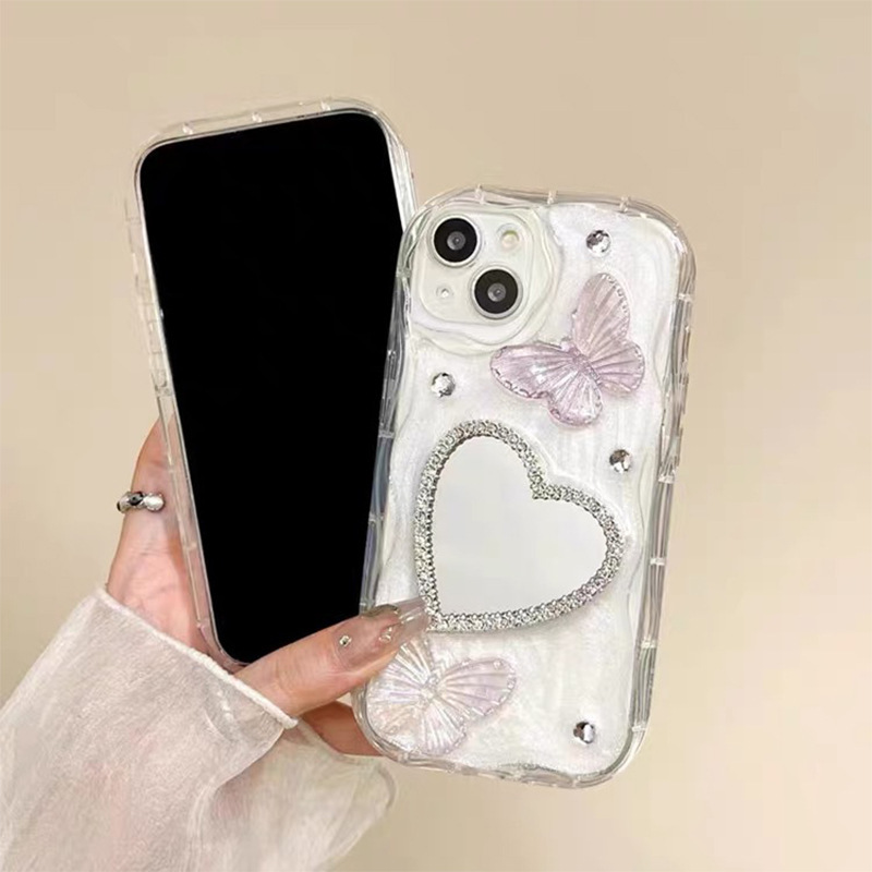 Specchio d'amore a farfalla laser bianco perlescente