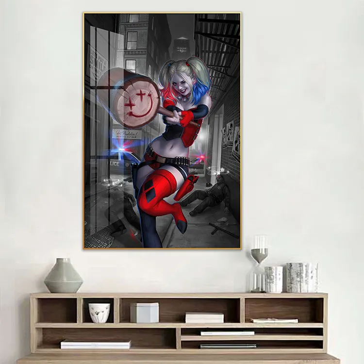 Portrait peinture Harley Quinn DC et Marvel super-héros série mur art impression toile et affiches pour la décoration de la maison et du salon