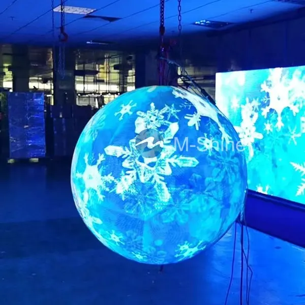 M-Shine personalizzato Indoor Outdoor irregolare flessibile creativo 360 gradi Viewable 3D HD LED Video Ball schermo di visualizzazione della sfera