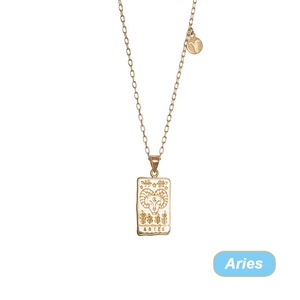 European American Tarot Necklace Set <strong>12</strong> Zodiac Square <strong>Chains</strong> Gold Plated Stainless Steel Jewelry for Women - Product Image 1