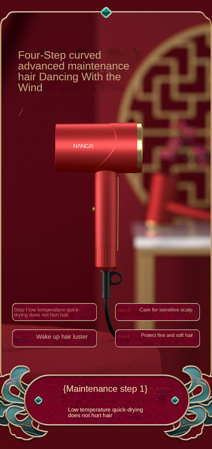 Amazon new fashion hair dryer negative ion hair care quiet and quick-drying household salon travel Professional hair dryer