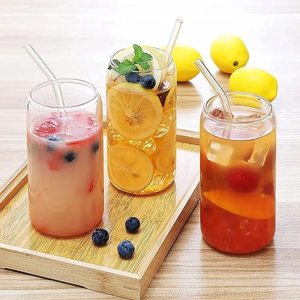 带盖玻璃吸管杯ins高硼硅耐热冷饮可乐杯