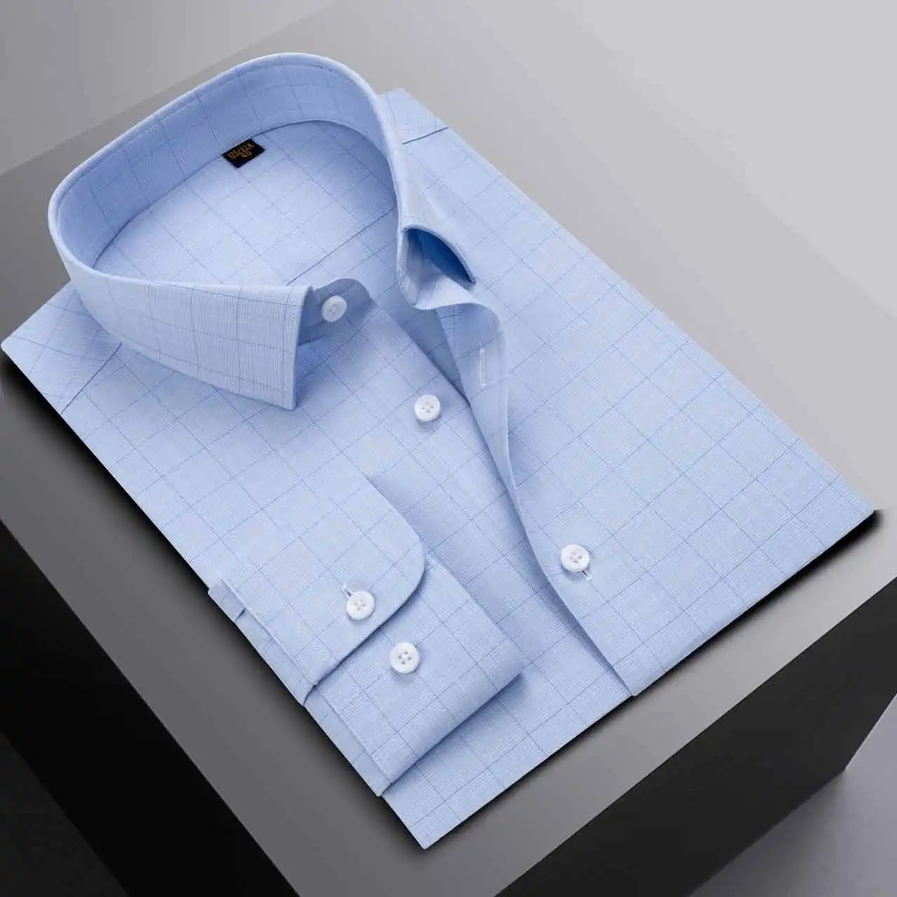 Alta calidad personalizado bordado logotipo formal a cuadros moda estampado floral algodón casual vestido de negocios camisas de manga larga de los hombres