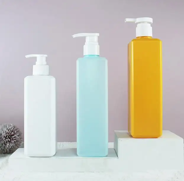 Bouteilles de shampooing carrées vides en HDPE de 300ml 400ml 500ml avec pompe couleur lotion de lavage corporel distributeur de désinfectant pour les mains emballage de bouteille