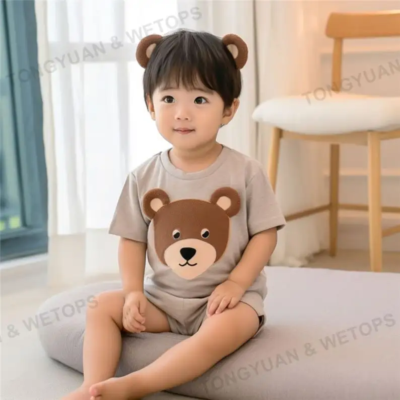 Benutzer definierte Kleidung Kinder weiche Nachtwäsche Kinder kurz ärmel ige Bären kleidung Kleidungs stück Kinder Schlaf kleidung Baby kleidung Kinder pyjama