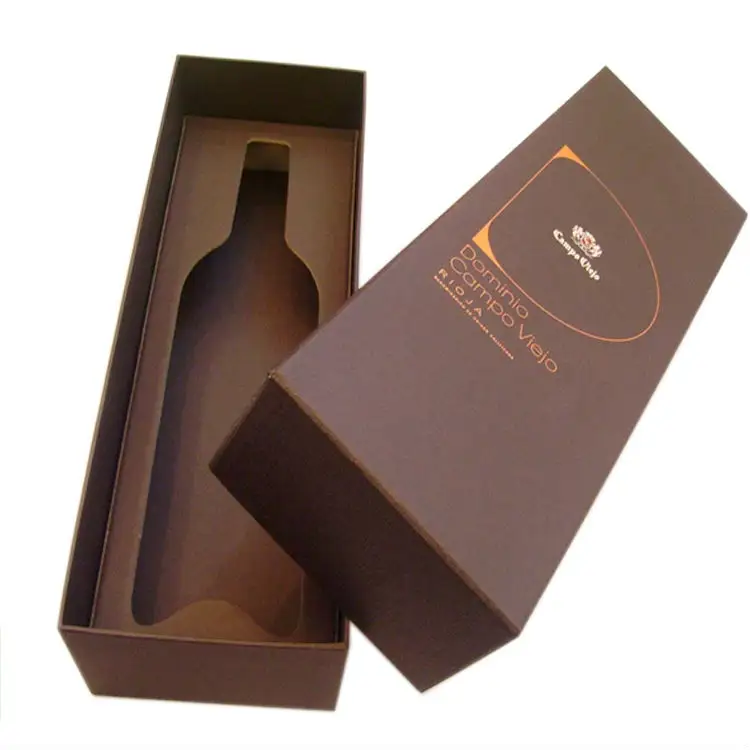 Scatola di cartone personalizzata all'ingrosso scatola di carta Kraft scatola di imballaggio per bottiglia di vino scatola regalo per vino con inserto